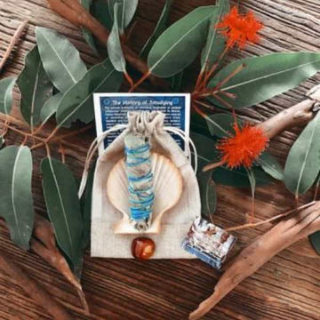 Native Australian Smudge Kit – Handmade Smudge & Mookite Jasper Crystal with Shell
